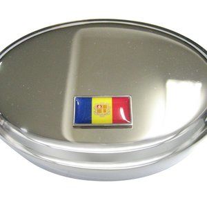 Andorra Flag Oval Trinket Jewelry Box